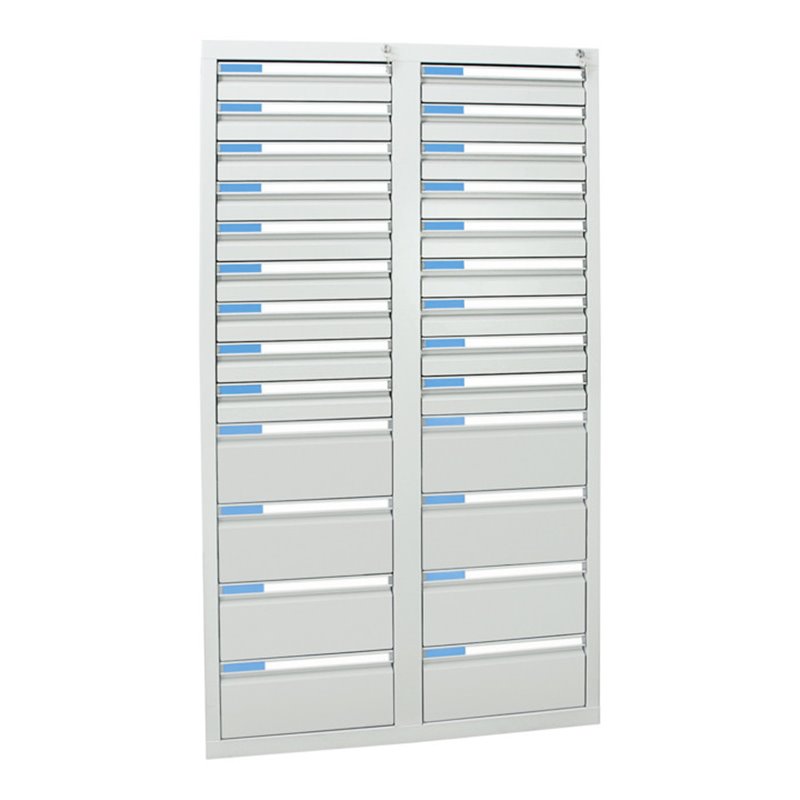 Stumpf Schubladenschrank Serie ESTA, 26 Schubladen lichtgrau (18x100, 8x200mm)