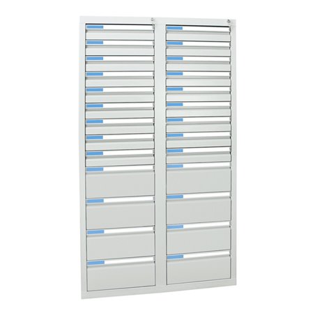 Stumpf Schubladenschrank Serie ESTA, 26 Schubladen lichtgrau (18x100, 8x200mm)