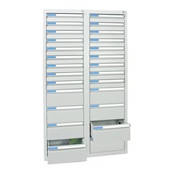 Stumpf Schubladenschrank Serie ESTA, 26 Schubladen lichtgrau (18x100, 8x200mm)