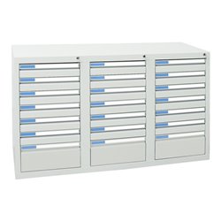 Stumpf Schubladenschrank Serie ESTA, 21 Schubladen lichtgrau (18x100, 3x200mm)