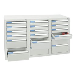 Stumpf Schubladenschrank Serie ESTA, 18 Schubladen lichtgrau (12x100, 6x200mm)