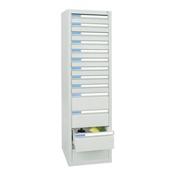 Stumpf Schubladenschrank Serie ESTA, 13 Schubladen lichtgrau (9x100, 4x200mm)