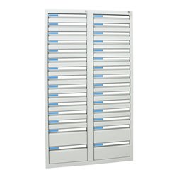 Stumpf Schubladenschrank Serie ESTA, 30 Schubladen lichtgrau (26x100, 4x200mm)