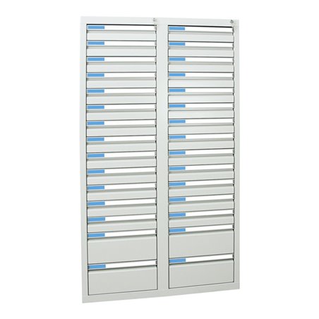 Stumpf Schubladenschrank Serie ESTA, 30 Schubladen lichtgrau (26x100, 4x200mm)