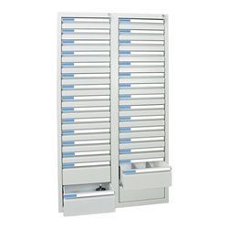 Stumpf Schubladenschrank Serie ESTA, 30 Schubladen lichtgrau (26x100, 4x200mm)