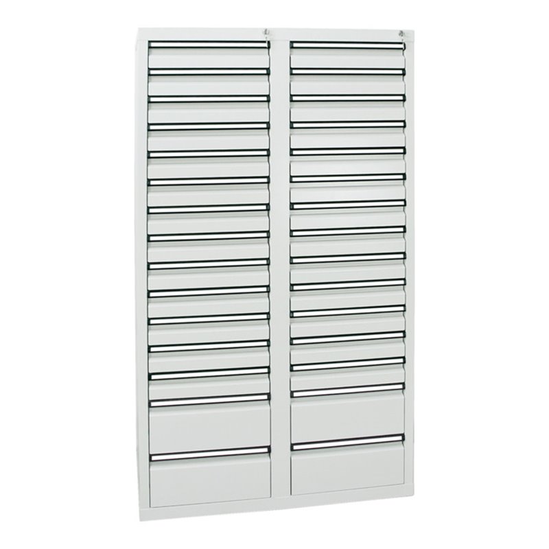 Stumpf Schubladenschrank Serie STS 410, 30 Schubladen lichtgrau (26x100, 4x200mm)