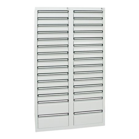 Stumpf Schubladenschrank Serie STS 410, 30 Schubladen lichtgrau (26x100, 4x200mm)