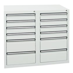 Stumpf Schubladenschrank Serie STS 410, 12 Schubladen lichtgrau (8x100, 4x200mm)