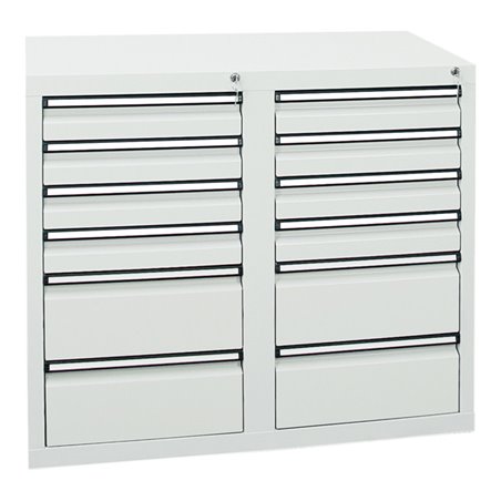 Stumpf Schubladenschrank Serie STS 410, 12 Schubladen lichtgrau (8x100, 4x200mm)