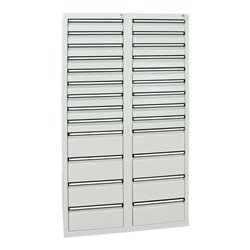 Stumpf Schubladenschrank Serie STS 410, 26 Schubladen lichtgrau (18x100, 8x200mm)