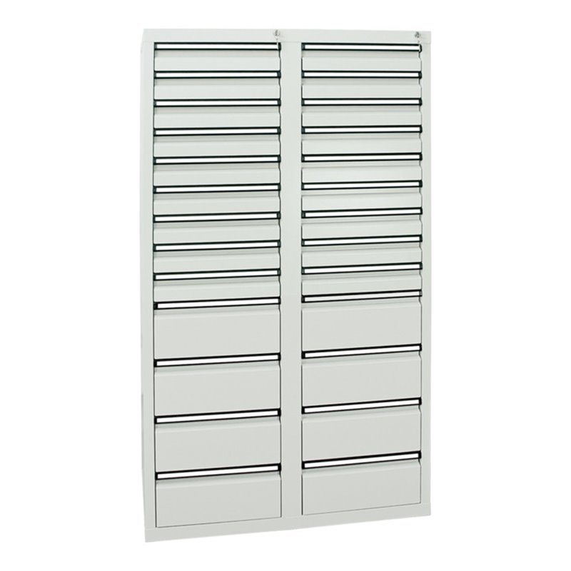Stumpf Schubladenschrank Serie STS 410, 26 Schubladen lichtgrau (18x100, 8x200mm)