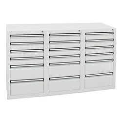 Stumpf Schubladenschrank Serie STS 410, 18 Schubladen lichtgrau (12x100, 6x200mm)