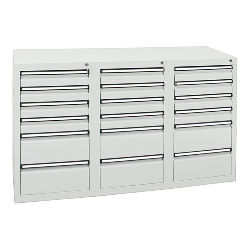 Stumpf Schubladenschrank Serie STS 410, 18 Schubladen lichtgrau (12x100, 6x200mm)