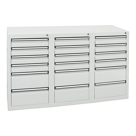 Stumpf Schubladenschrank Serie STS 410, 18 Schubladen lichtgrau (12x100, 6x200mm)