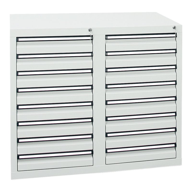Stumpf Schubladenschrank Serie STS 410, 16 Schubladen lichtgrau (16x100mm)