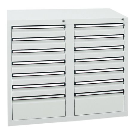 Stumpf Schubladenschrank Serie STS 410, 14 Schubladen lichtgrau (12x100, 2x200mm)