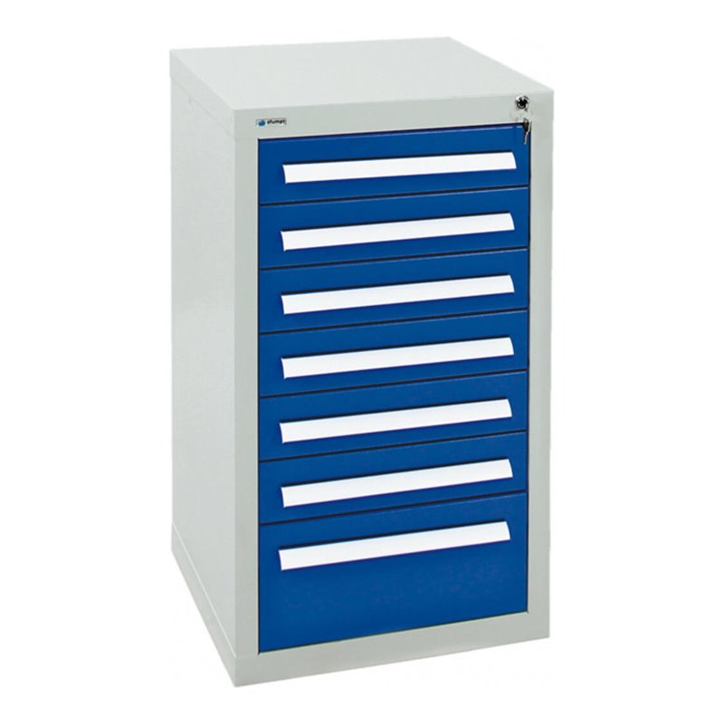 Stumpf Schubladenschrank Serie T-100/35-1, 7 Schubladen enzianblau (6x100, 1x200mm)