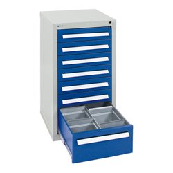 Stumpf Schubladenschrank Serie T-100/35-1, 7 Schubladen enzianblau (6x100, 1x200mm)