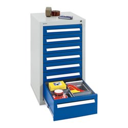 Stumpf Schubladenschrank Serie T-100/35-1, 7 Schubladen enzianblau (6x100, 1x200mm)