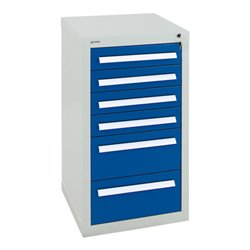 Stumpf Schubladenschrank Serie T-100/35-1, 6 Schubladen enzianblau (4x100, 2x200mm)