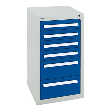 Stumpf Schubladenschrank Serie T-100/35-1, 6 Schubladen enzianblau (4x100, 2x200mm)