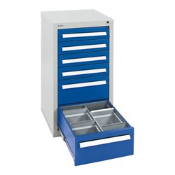 Stumpf Schubladenschrank Serie T-100/35-1, 6 Schubladen enzianblau (4x100, 2x200mm)