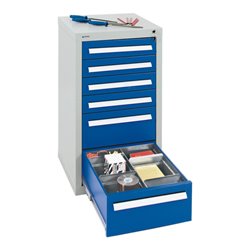 Stumpf Schubladenschrank Serie T-100/35-1, 6 Schubladen enzianblau (4x100, 2x200mm)