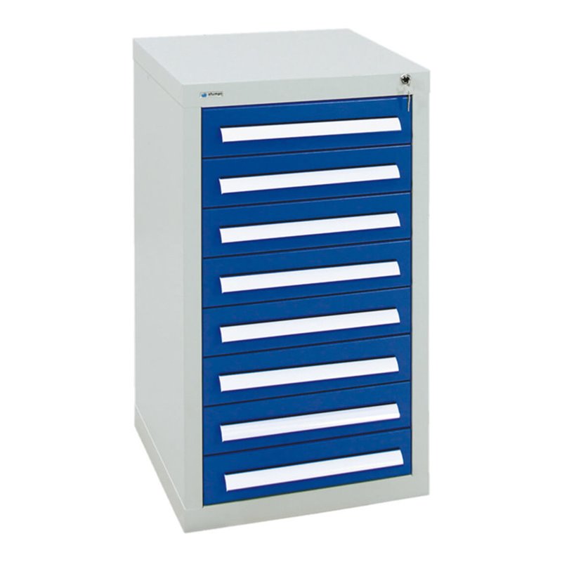 Stumpf Schubladenschrank Serie T-100/35-1, 8 Schubladen enzianblau (8x100mm)