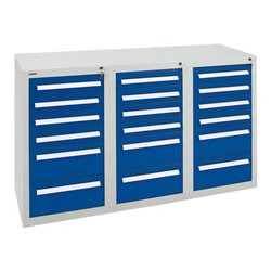 Stumpf Schubladenschrank Serie T-100/35-3, 18 Schubladen enzianblau (12x100, 6x200mm)