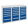 Stumpf Schubladenschrank Serie T-100/35-3, 18 Schubladen enzianblau (12x100, 6x200mm)