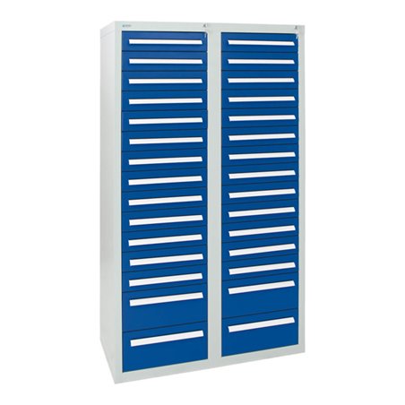 Stumpf Schubladenschrank Serie T-100/35-4, 30 Schubladen enzianblau (26x100, 4x200mm)