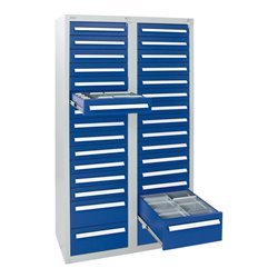 Stumpf Schubladenschrank Serie T-100/35-4, 30 Schubladen enzianblau (26x100, 4x200mm)