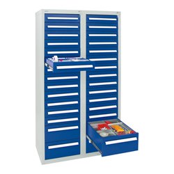 Stumpf Schubladenschrank Serie T-100/35-4, 30 Schubladen enzianblau (26x100, 4x200mm)