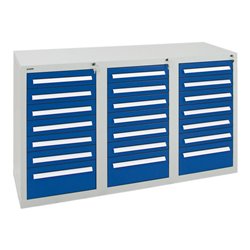 Stumpf Schubladenschrank Serie T-100/35-3, 21 Schubladen enzianblau (18x100, 3x200mm)