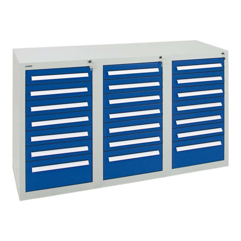 Stumpf Schubladenschrank Serie T-100/35-3, 21 Schubladen enzianblau (18x100, 3x200mm)