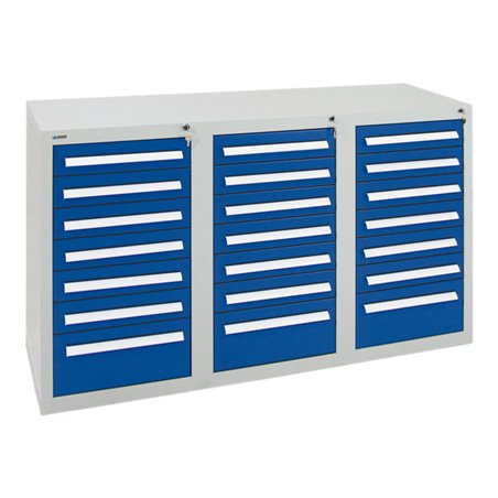 Stumpf Schubladenschrank Serie T-100/35-3, 21 Schubladen enzianblau (18x100, 3x200mm)