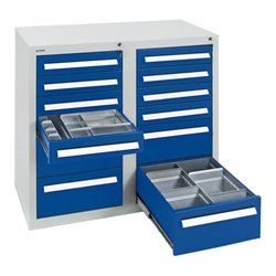 Stumpf Schubladenschrank Serie T-100/35-2, 12 Schubladen enzianblau (8x100, 4x200mm)