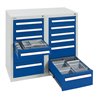 Stumpf Schubladenschrank Serie T-100/35-2, 12 Schubladen enzianblau (8x100, 4x200mm)