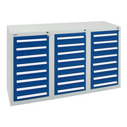 Stumpf Schubladenschrank Serie T-100/35-3, 24 Schubladen enzianblau (24x100mm)