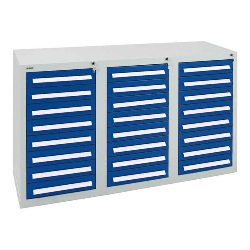 Stumpf Schubladenschrank Serie T-100/35-3, 24 Schubladen enzianblau (24x100mm)