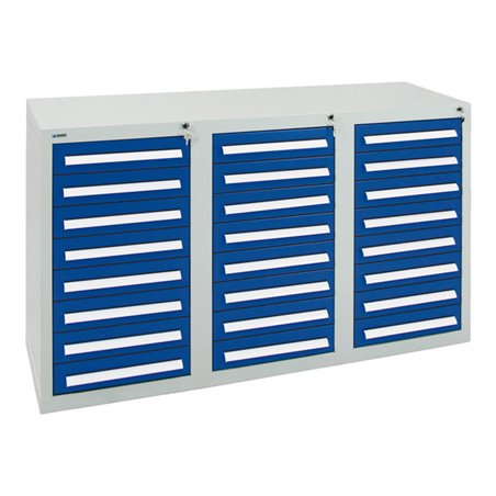 Stumpf Schubladenschrank Serie T-100/35-3, 24 Schubladen enzianblau (24x100mm)