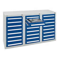 Stumpf Schubladenschrank Serie T-100/35-3, 24 Schubladen enzianblau (24x100mm)