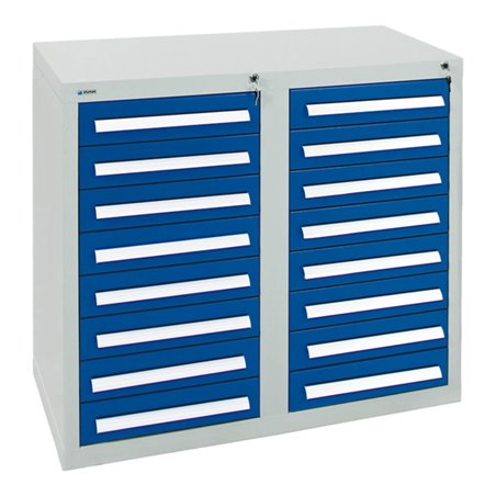 Stumpf Schubladenschrank Serie T-100/35-2, 16 Schubladen enzianblau (16x100mm)