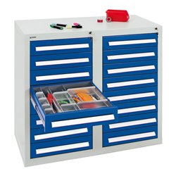 Stumpf Schubladenschrank Serie T-100/35-2, 16 Schubladen enzianblau (16x100mm)