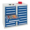 Stumpf Schubladenschrank Serie T-100/35-2, 16 Schubladen enzianblau (16x100mm)