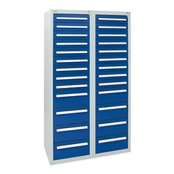 Stumpf Schubladenschrank Serie T-100/35-4, 26 Schubladen enzianblau (18x100, 8x200mm)