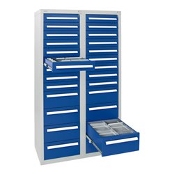 Stumpf Schubladenschrank Serie T-100/35-4, 26 Schubladen enzianblau (18x100, 8x200mm)