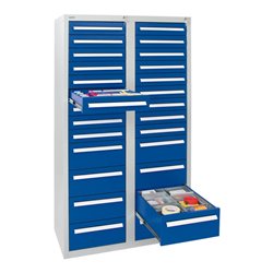 Stumpf Schubladenschrank Serie T-100/35-4, 26 Schubladen enzianblau (18x100, 8x200mm)