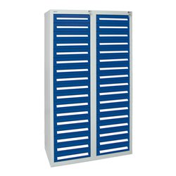 Stumpf Schubladenschrank Serie T-100/35-4, 34 Schubladen enzianblau (34x100mm)