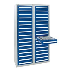 Stumpf Schubladenschrank Serie T-100/35-4, 34 Schubladen enzianblau (34x100mm)